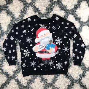 Santa Merry Christmas Sweater No Size Tag L XL?